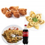 Chicken Chowmein W/ Chicken fry, Onthon & Cocacola-3 person