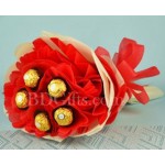 Ferrero rocher chocolates in bouquet