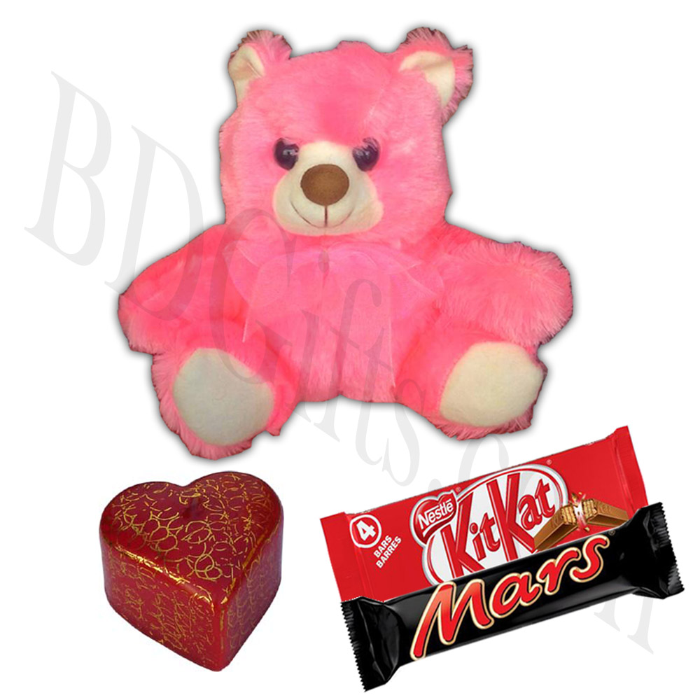 Love candle w/ chocolate and teddy bear