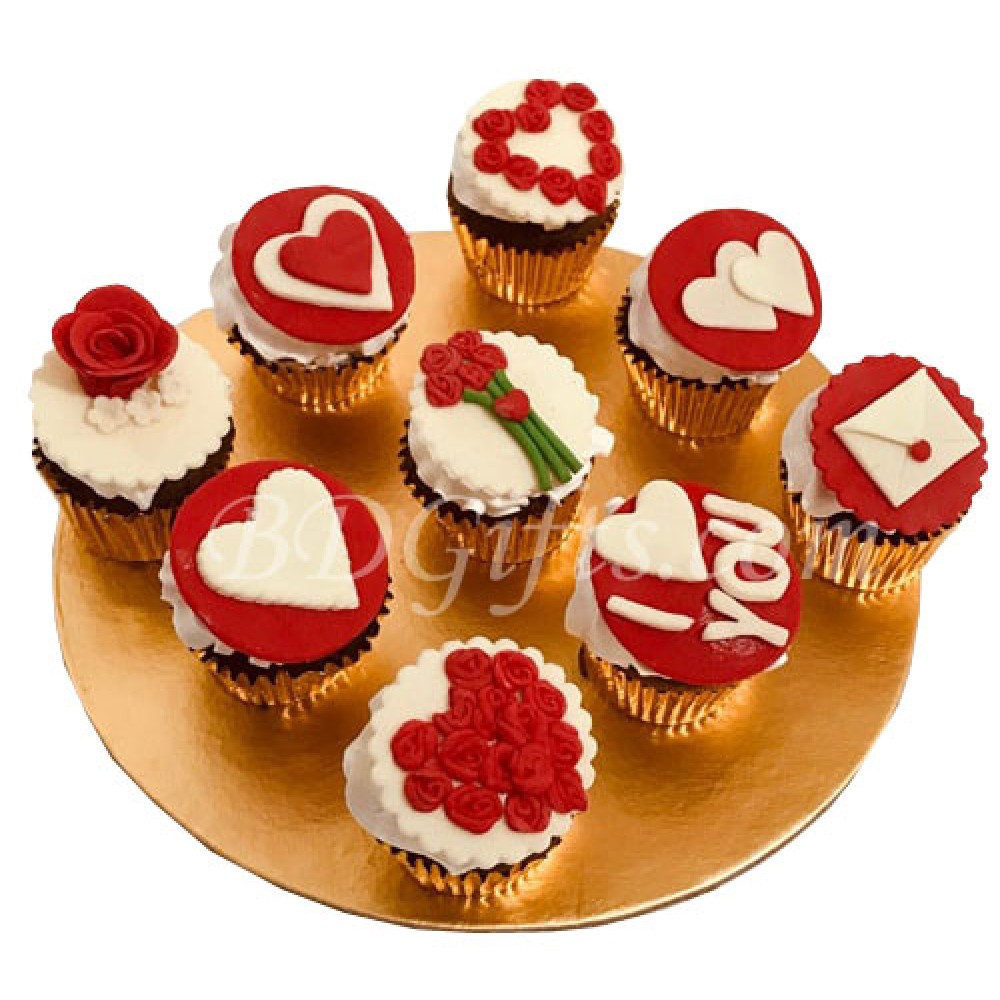 Red and white heart cupcake