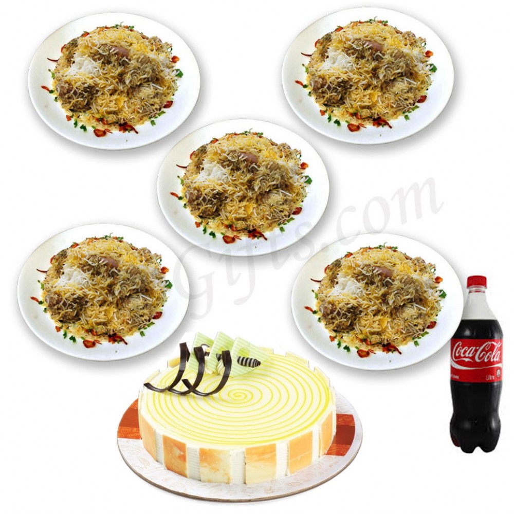 Fakruddin Kachchi biryani 5 (Half Plate) W/ Cake and Cocacola