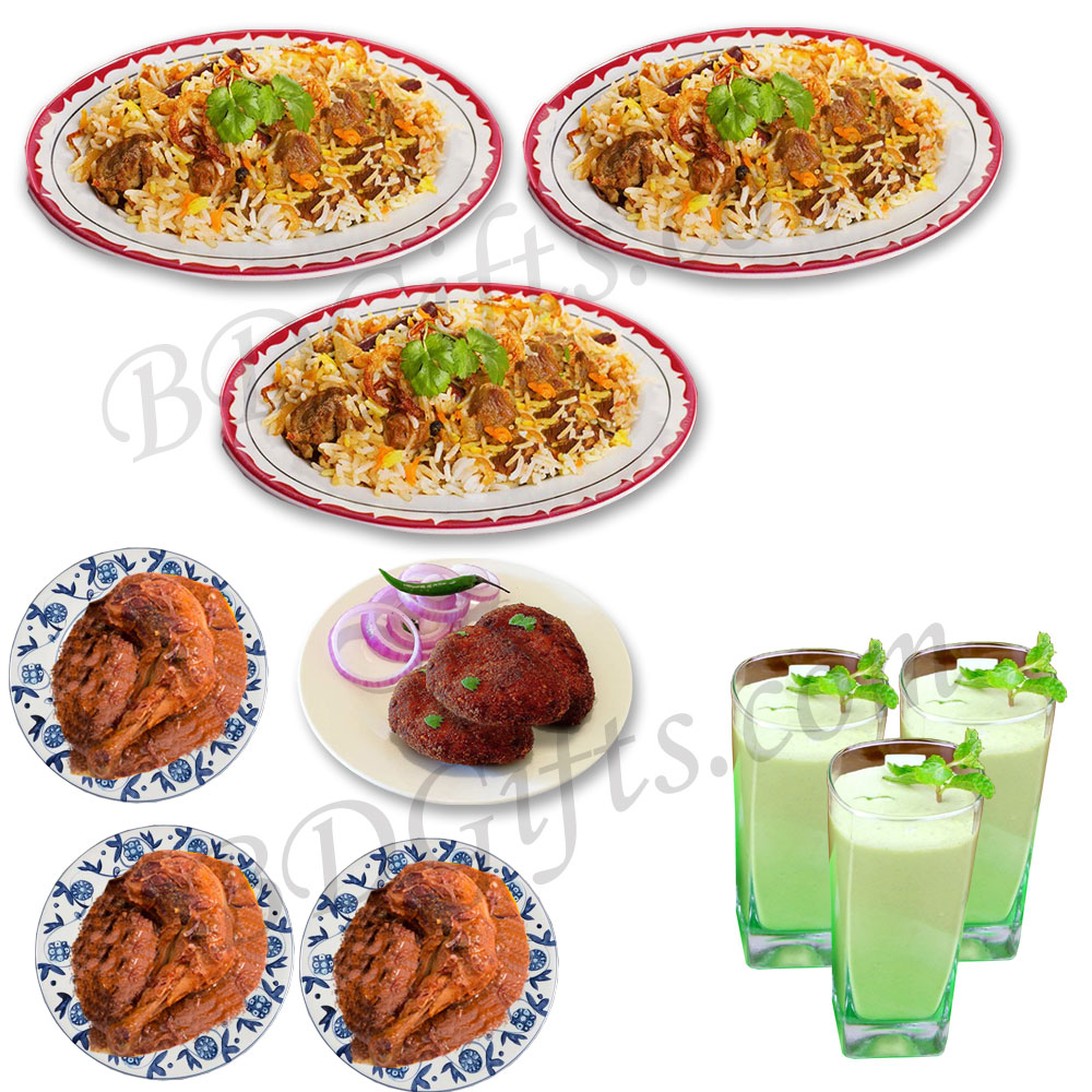 Star Kachchi Biryani W/ Chicken Roast, Jali Kabab & Borhani