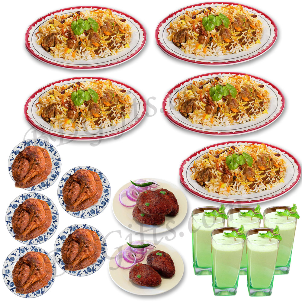 Star Kachchi Biryani W/ Chicken Roast, Jali Kabab & Borhani