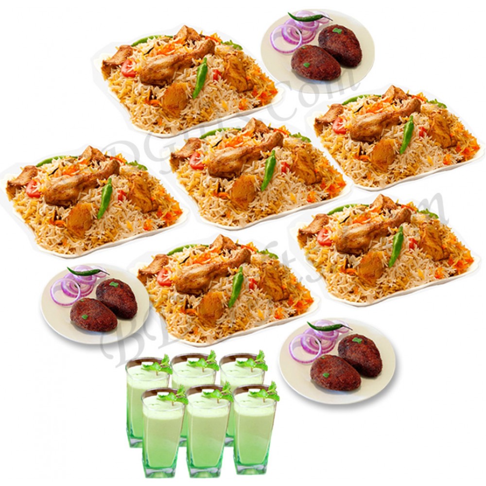 Chicken biryani W/ Jali Kabab & Borhani