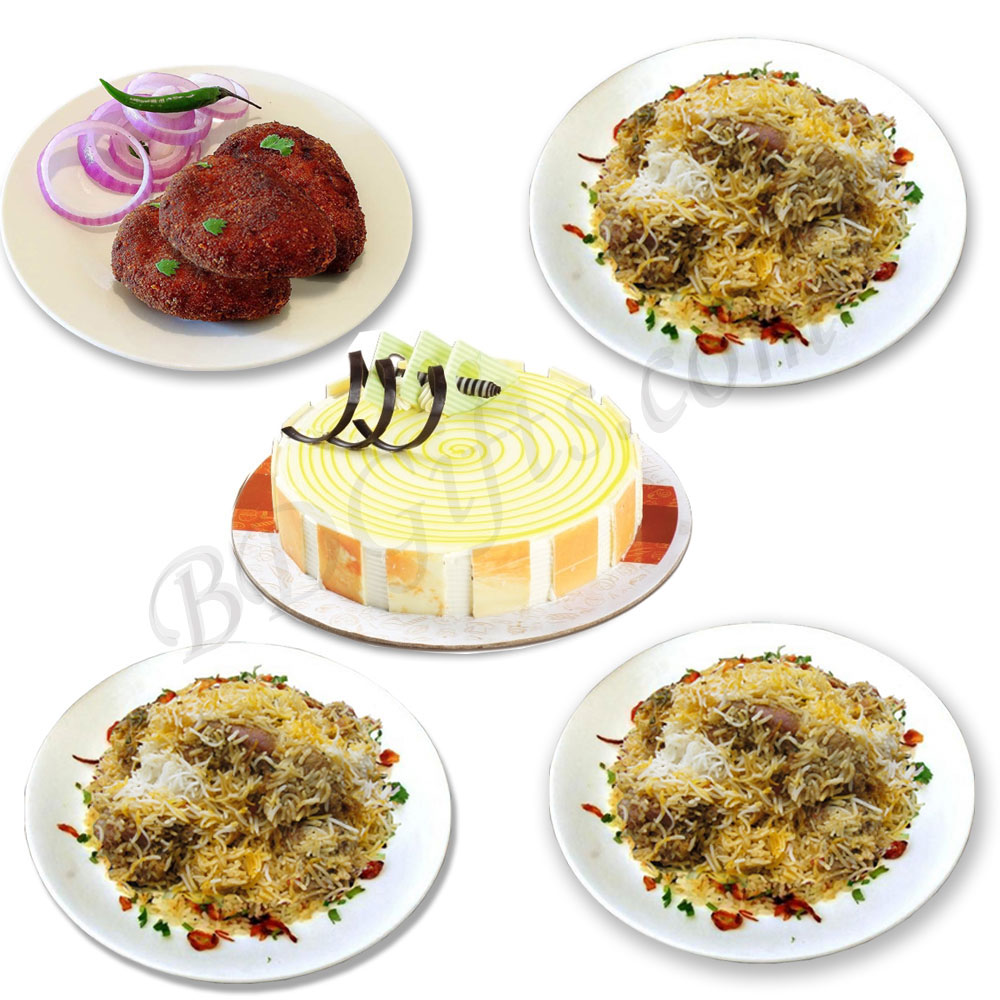 Fakruddin Kachchi biryani 3 ( Half Plate) W/ Cake and Jali kabab