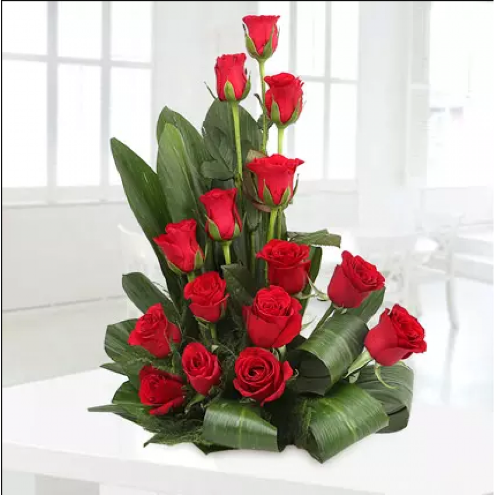 Attractive imported red roses in basket