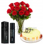 Cake with rose and perfume