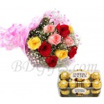Mix roses with chocolates