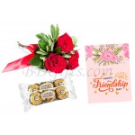 Roses with card and chocolates