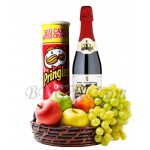 Chips with sparking juice and fruits