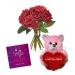 Bear with card and roses