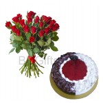 Red roses with cake