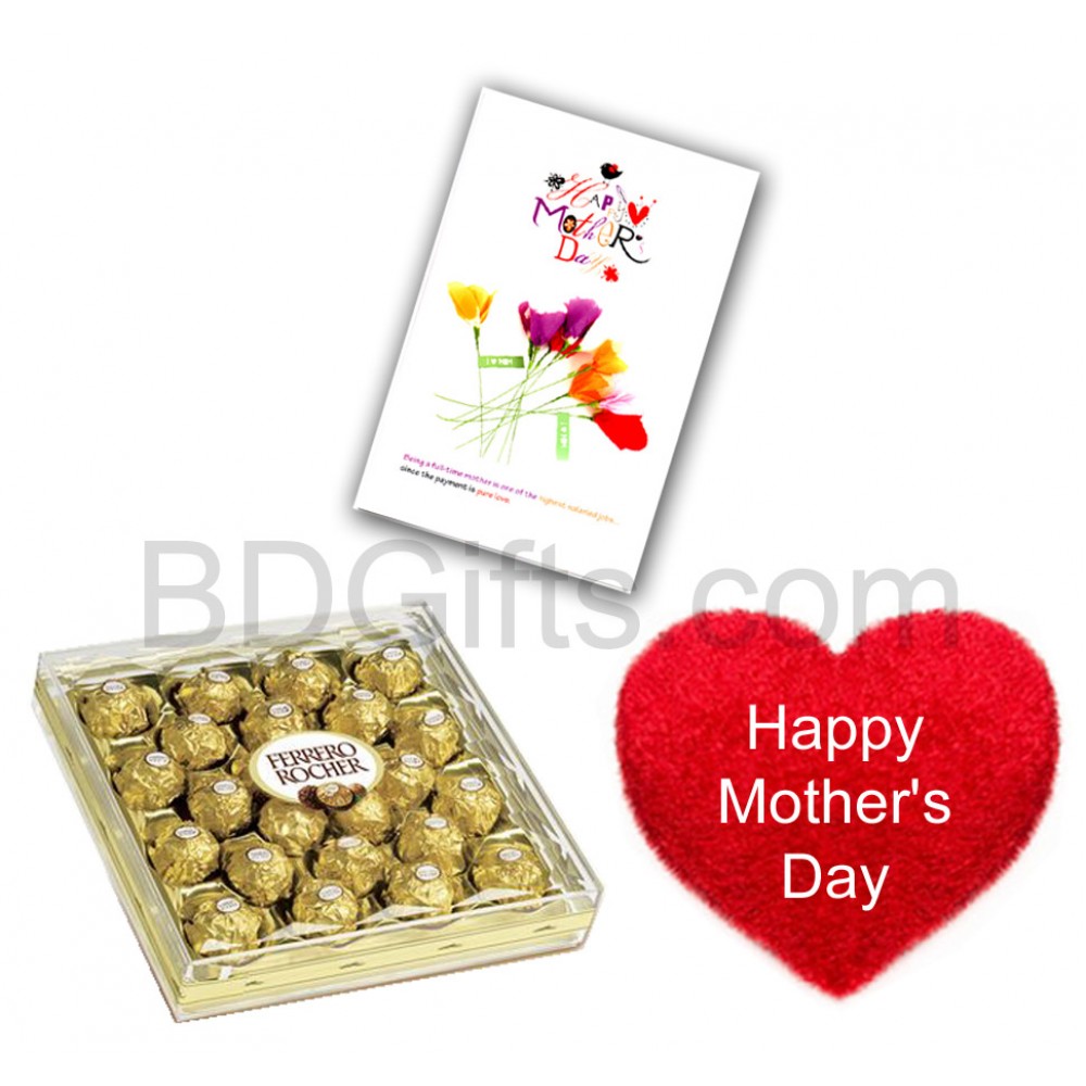 Chocolates with card and pillow