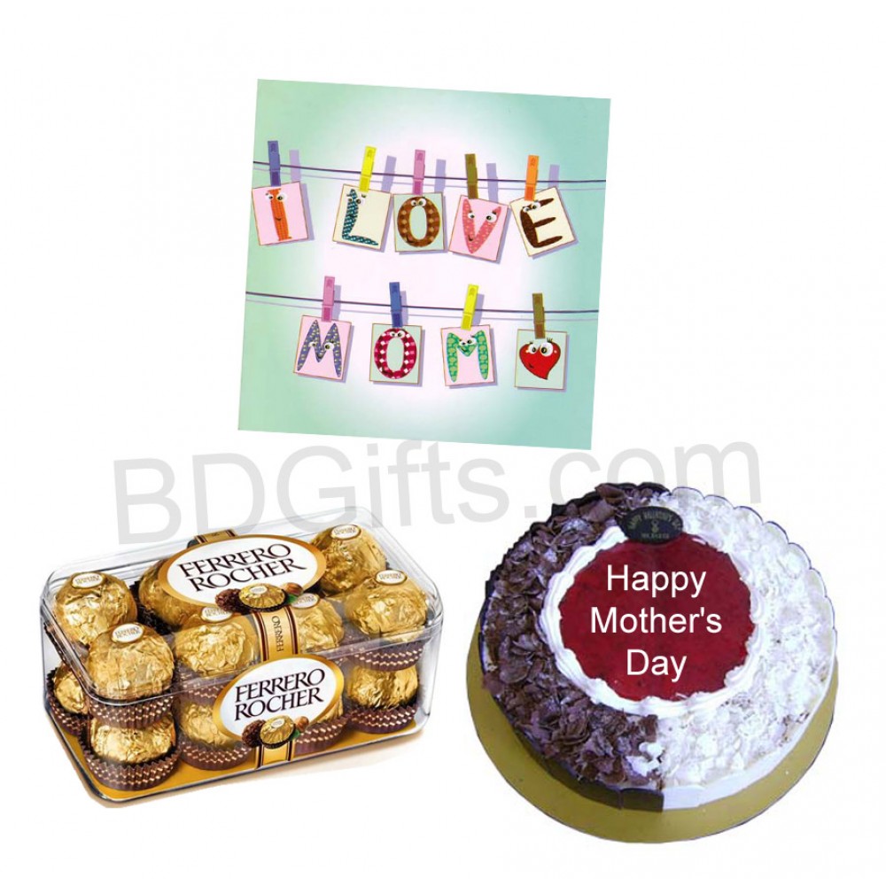Chocolates with cake and card