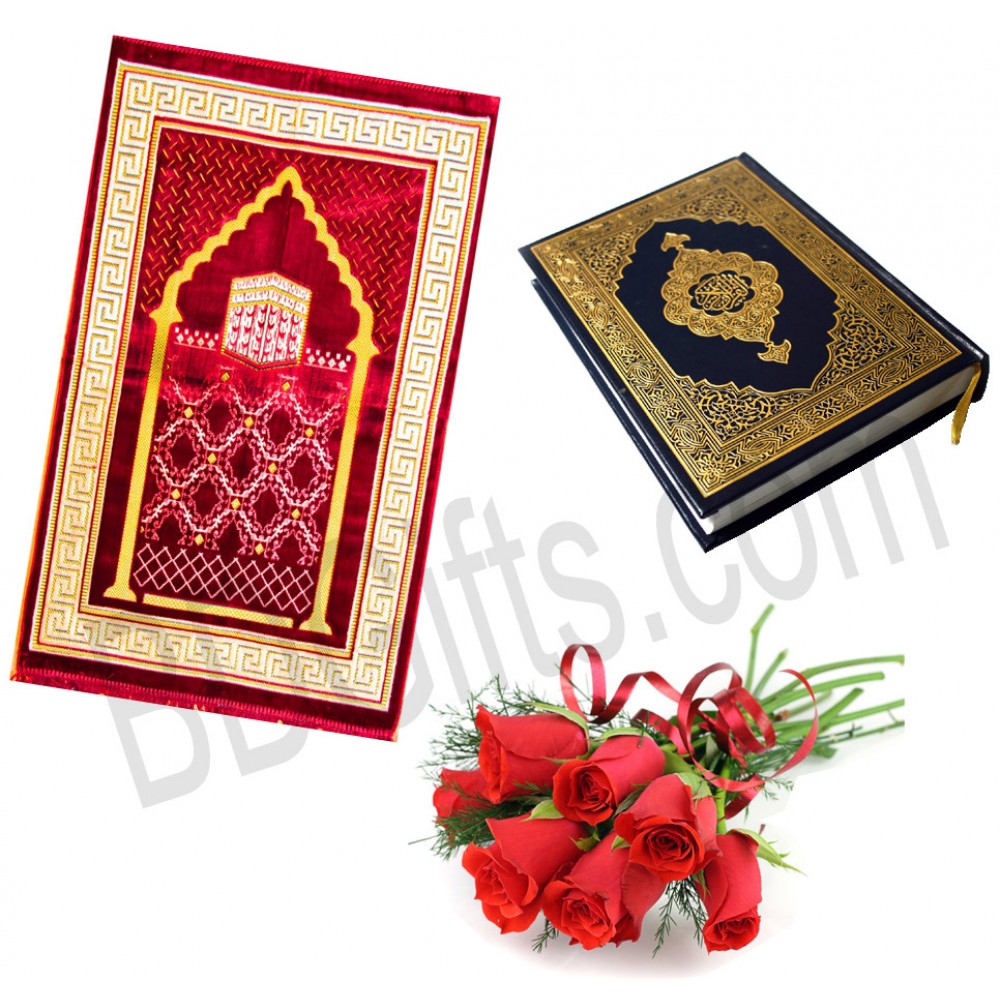 Quran with jainamaj and roses