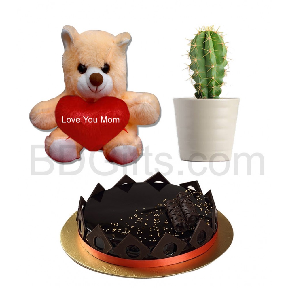 Cake with bear and cactus