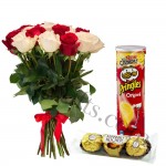 mix roses with chips and chocolates