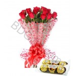 Roses with chocolates