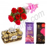 Red roses with mix imported chocolates
