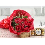 Ferrero rocher chocolates and red roses