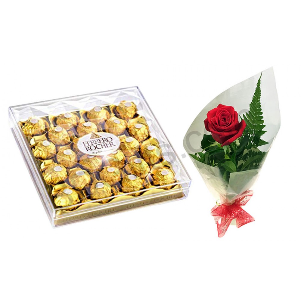 Chocolates and single rose