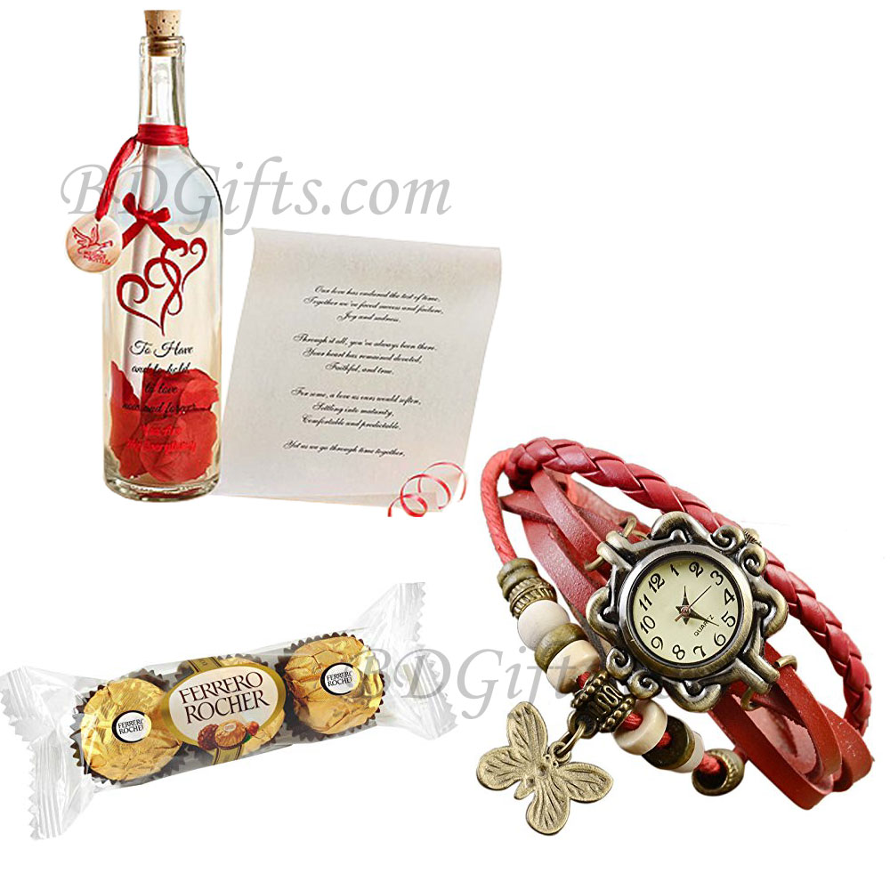 Message in a Bottle W/ Watch & Chocolate