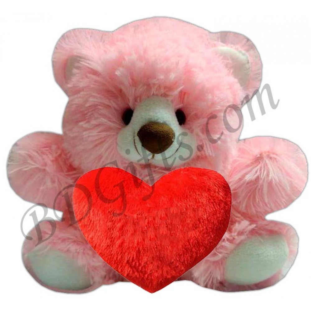 Pink bear with heart