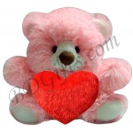 Pink bear with heart